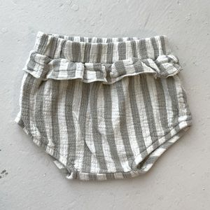 Quincy Mae Striped Sage and White Muslin Bloomer Shorts